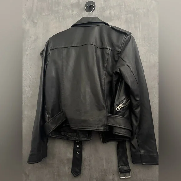 NEW ALL SAINTS DALBY LEATHER BIKER JACKET SIZE 10 B2070 - Picture 6 of 6